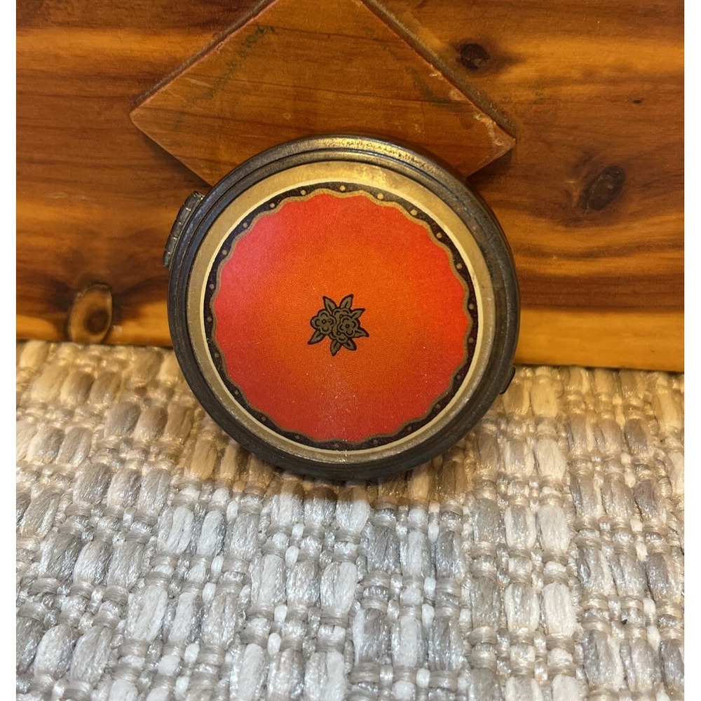 Vintage antique‎ Vivaudou compact good mirror 20's Enamel Floral - Picture 2 of 12
